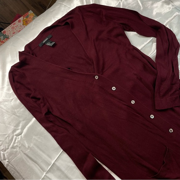 long cardigan in burgundy color - Picture 8 of 10